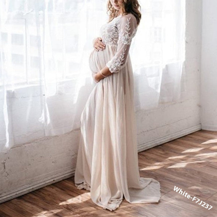 Discover the Elegance of the Lace Chiffon Patchwork Maternity Dress